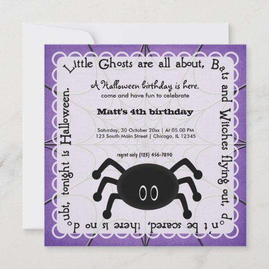 Hocus Pocus Spider Birthday Kaart (Voorkant)