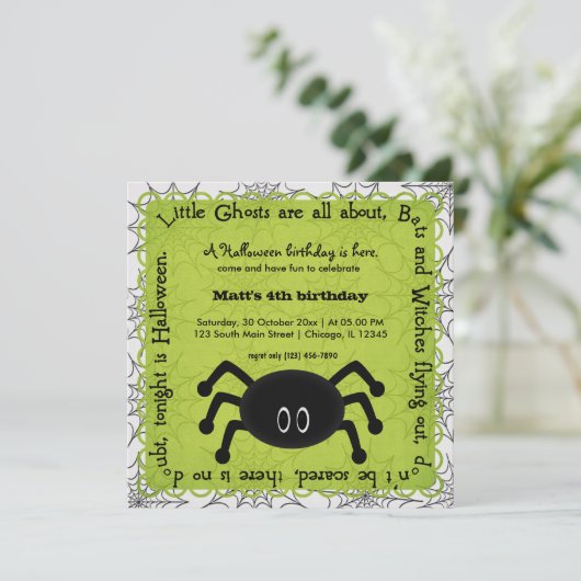 Hocus Pocus Spider Birthday Kaart (Staand voorkant)