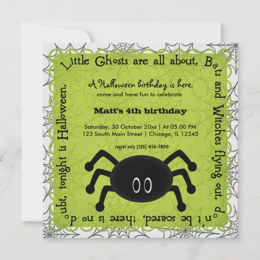 Hocus Pocus Spider Birthday Kaart (Voorkant)