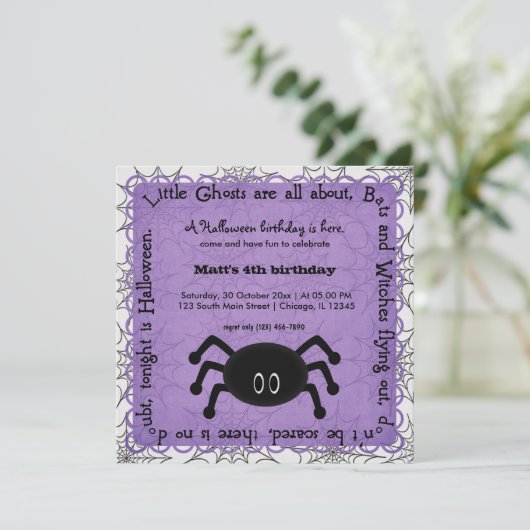 Hocus Pocus Spider Birthday Kaart (Staand voorkant)