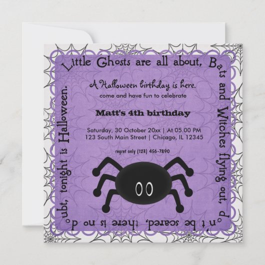 Hocus Pocus Spider Birthday Kaart (Voorkant)