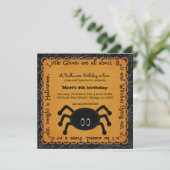 Hocus Pocus Spider Birthday (Oranje) Kaart (Staand voorkant)