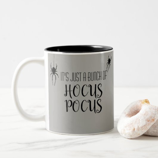 Hocus Pocus Spider Halloween Kussen Tweekleurige Koffiemok (Met donut)