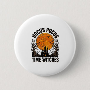 Hocus Pocus Tijd Heksen Vintage Halloween T-shirt  Ronde Button 5,7 Cm