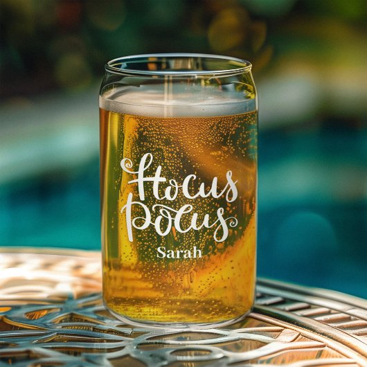 Hocus Pocus Typografie Halloween Aangepaste naam Blikvorm Glas