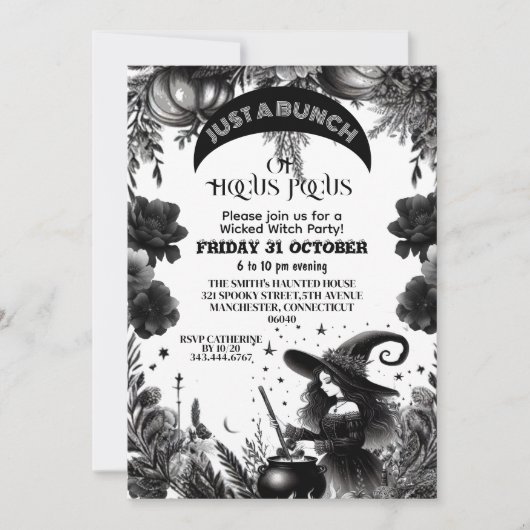 Hocus Pocus Wicked Witch Party Gothic Script Zwart Kaart (Voorkant)