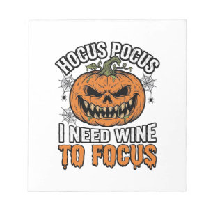 Hocus Pocus Wijn Pompoen Halloween Shirt Ontwerp_1 Notitieblok