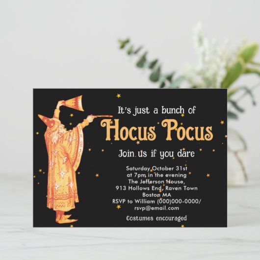 Hocus Pocus Wizard Halloween Kaart (Staand voorkant)