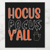 Hocus Pocus Y'all Halloween Cat Design Wijn Etiket (Enkel label)