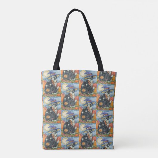 HOCUS POCUS ZWARTE KATTENHEKS SCHOUDER CANVAS TAS (Achterkant)