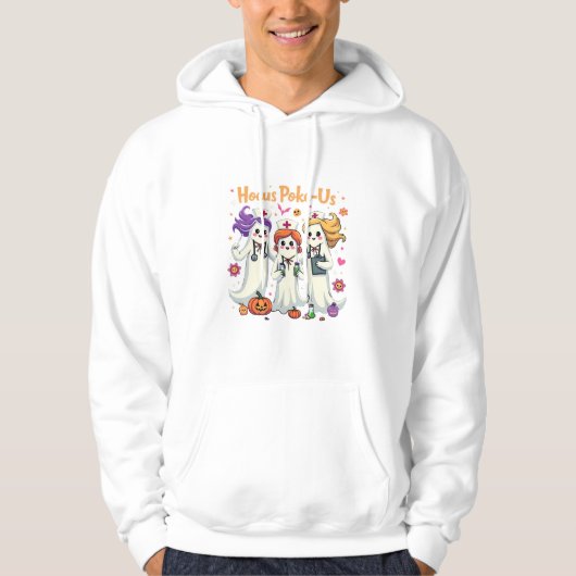Hocus-Poke US Nursing Spooky Halloween Ghost Hoodie (Voorkant)