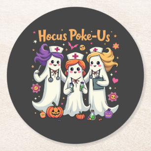 Hocus-Poke US Nursing Spooky Halloween Ghost Ronde Kartonnen Onderzetter