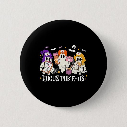 Hocus Poke-us Witch Nurse Halloween Medical Lab Te Ronde Button 5,7 Cm (Voorkant)
