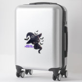 Hocus Purr-cus Schattige Zwarte Kat Halloween Kuns Sticker (Koffer)