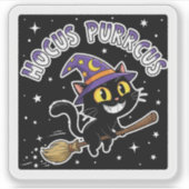 Hocus Purrcus - Magische kat Halloween Sticker (Voorkant)