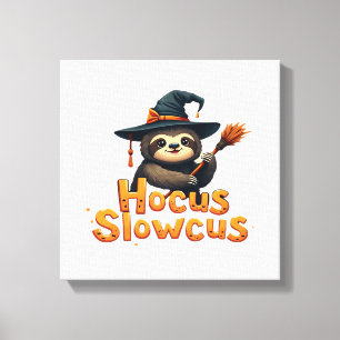 Hocus Slowcus Luiaard liefhebbers Halloween kostuu Canvas Afdruk