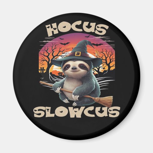 Hocus Slowcus Luiaard liefhebbers Halloween kostuu Magneet (Voorkant)
