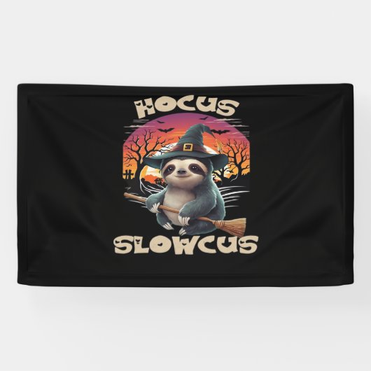 Hocus Slowcus Luiaard liefhebbers Halloween kostuu Spandoek (Horizontaal)