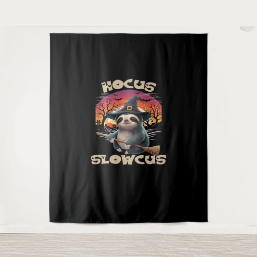 Hocus Slowcus Luiaard liefhebbers Halloween kostuu Wandkleed (Voorkant)