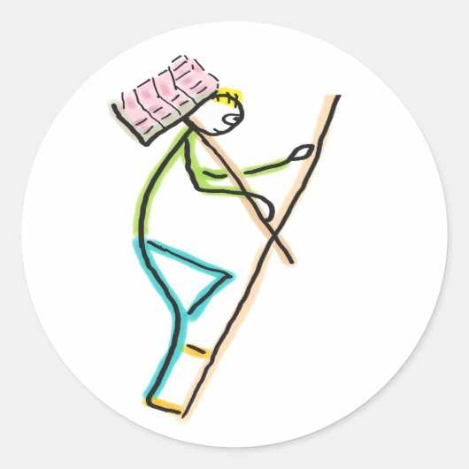 Hod Carrier Stickman Ronde Sticker (Voorkant)