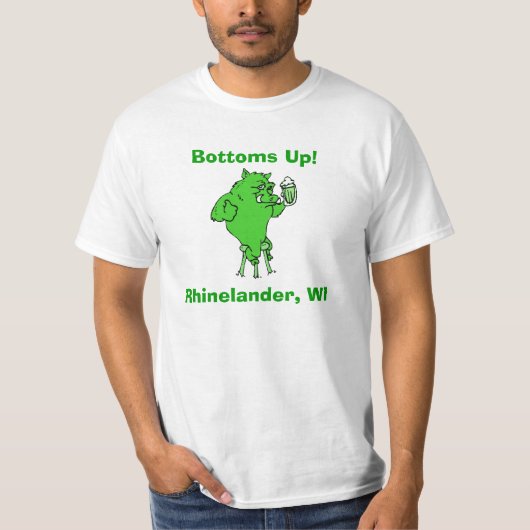 HODAG ONTWERP ~ SHIRTEN ~ RHINELANDER WISCONSIN T-SHIRT (Voorkant)