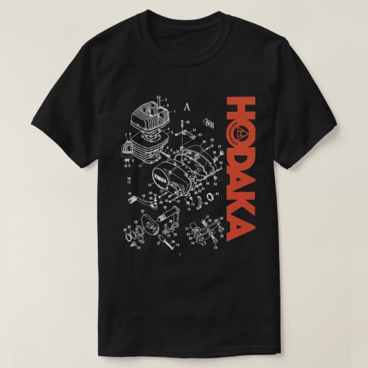 Hodaka 1970s motorfiets Dirtbike Black Exploded En T-shirt (Design voorkant)