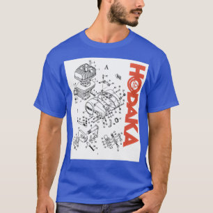 Hodaka 1970s Motorfiets Dirtbike Exploded Engine V T-shirt