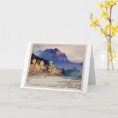 Hodaka-yama na regen, Yoshida, Woodcut Kaart (Gele Bloem)