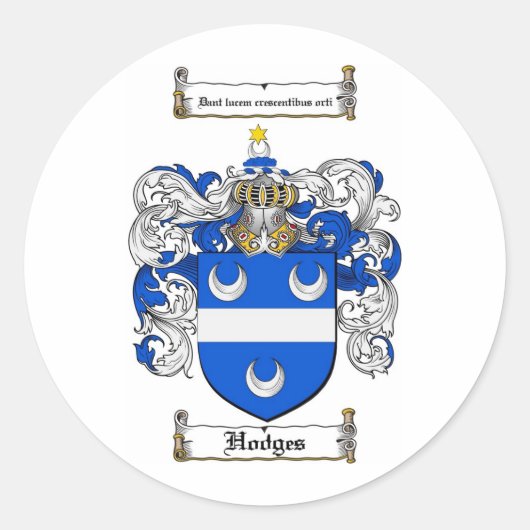 HODGES FAMILY CREST - HODGES COAT WAPENS RONDE STICKER (Voorkant)