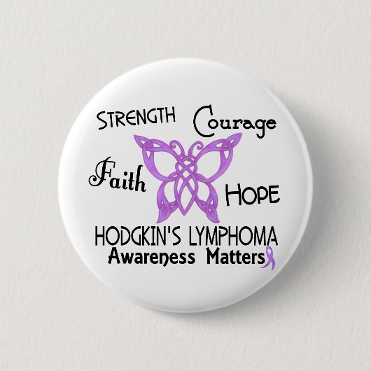 Hodgkin lymfoom Celtic Butterfly 3 Ronde Button 5,7 Cm (Voorkant)