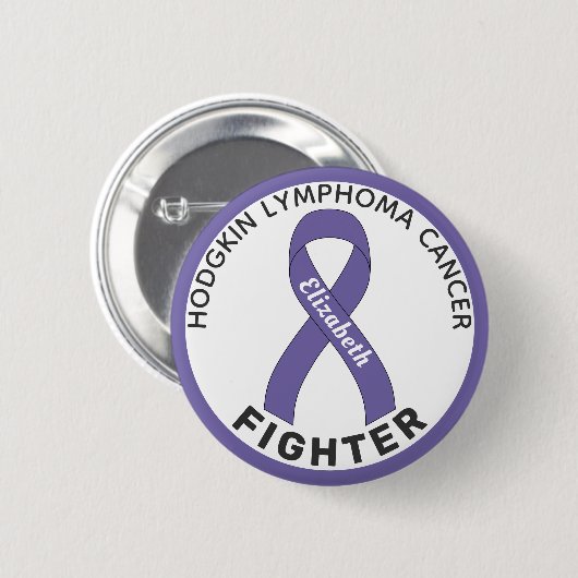 Hodgkin Lymfoom Fighter Ribbon White Button (Voorkant /achterkant)
