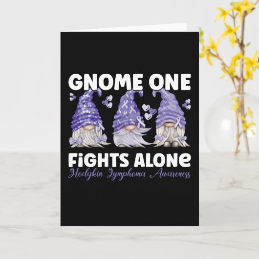 Hodgkin Lymphoma Cancer Violet Ribbon Gnome Kaart (Gele Bloem)