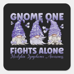Hodgkin Lymphoma Cancer Violet Ribbon Gnome Vierkante Sticker