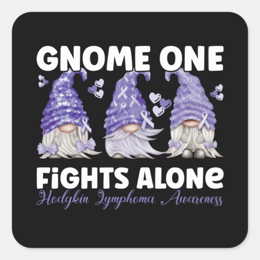 Hodgkin Lymphoma Cancer Violet Ribbon Gnome Vierkante Sticker (Voorkant)