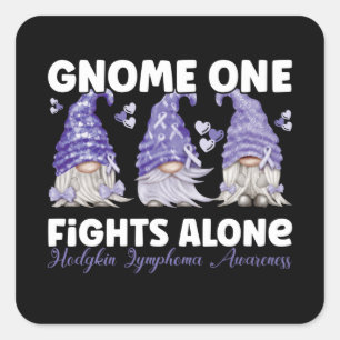 Hodgkin Lymphoma Cancer Violet Ribbon Gnome Vierkante Sticker