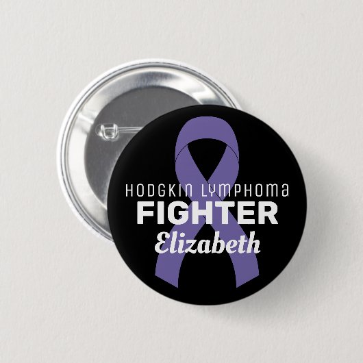 Hodgkin Lymphoma Ribbon Black Button (Voorkant /achterkant)