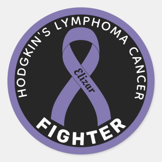 Hodgkin's Lymfoom Cancer Fighter Ribbon Black Ronde Sticker (Voorkant)