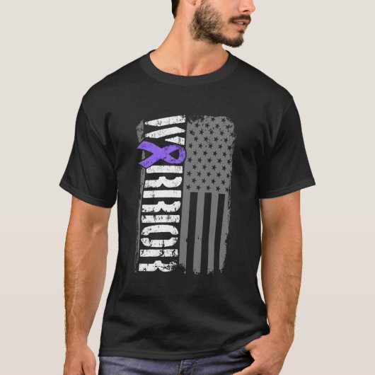Hodgkins lymfoom krijger Amerikaanse vlag T-shirt (Voorkant)