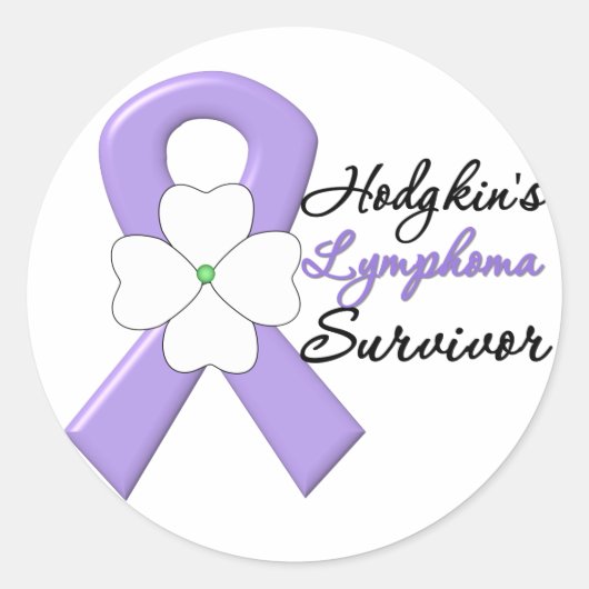 Hodgkin's Lymfoom Survivor Flower Ribbon Ronde Sticker (Voorkant)