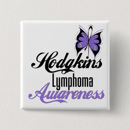 Hodgkins Lymphoma Awareness Butterfly Vierkante Button 5,1 Cm (Voorkant)