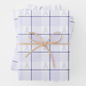 Hodgkin's Lymphoma Awareness Plaid Lavender Ribbon Inpakpapier Vel (In situ)