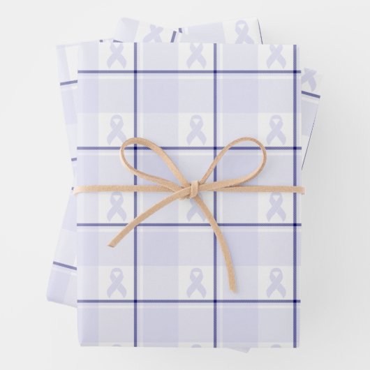 Hodgkin's Lymphoma Awareness Plaid Lavender Ribbon Inpakpapier Vel (In situ)