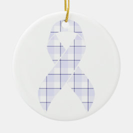 Hodgkin's Lymphoma Awareness Plaid Lavender Ribbon Keramisch Ornament