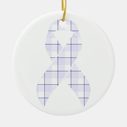 Hodgkin's Lymphoma Awareness Plaid Lavender Ribbon Keramisch Ornament (Voorkant)