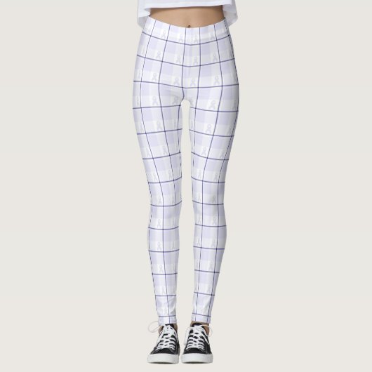 Hodgkin's Lymphoma Awareness Plaid Lavender Ribbon Leggings (Voorkant)