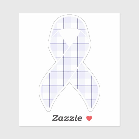 Hodgkin's Lymphoma Awareness Plaid Lavender Ribbon Sticker (Vel)