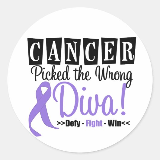 Hodgkins Lymphoma Cancer Picked the Wrong Diva v2 Ronde Sticker (Voorkant)
