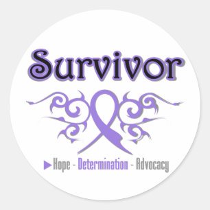Hodgkins Lymphoma Survivor Tribal Ribbon Ronde Sticker