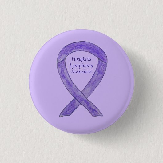 Hodgkins Lymphoma Violet Awareness Ribbon Button (Voorkant)