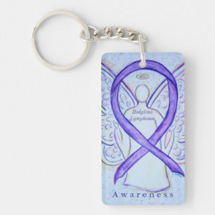 Hodgkins Lymphoma Violet Awareness Ribbon Sleutelh Sleutelhanger
